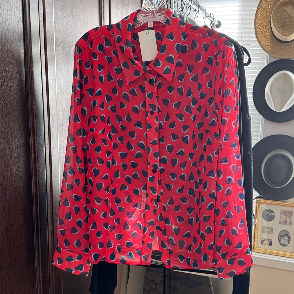 Carolina Herrera Red and Blue Patterned Shirt